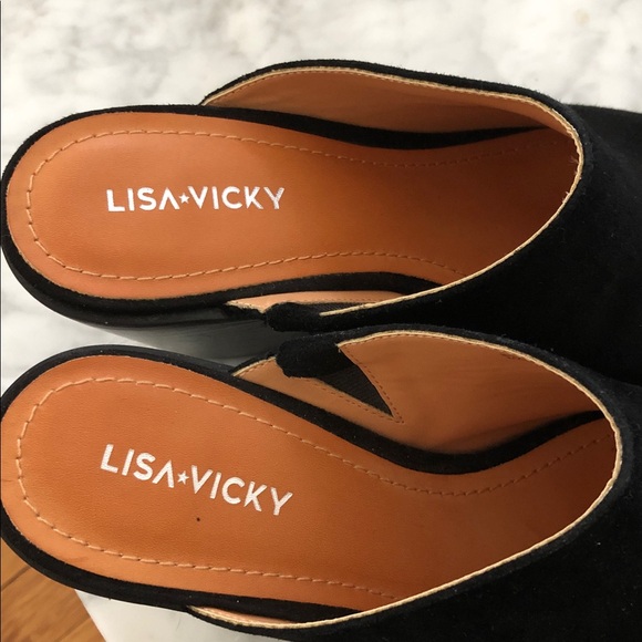 NEW brand new Lisa Vicky 8M black suede heeled mules GORGEOUS - Picture 3 of 5